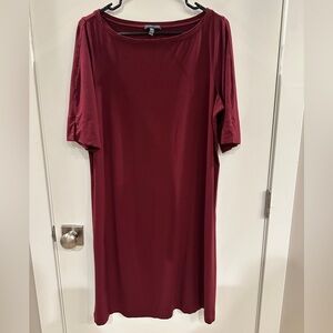 Eileen Fisher Rich Burgundy short Sleeve Dress size XL
